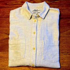 Madewell women’s S adorable cotton flannel shirt pale heather grey